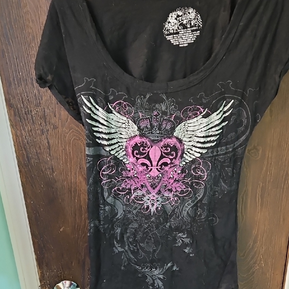 Stranded Black and Pink Winged Heart Tee